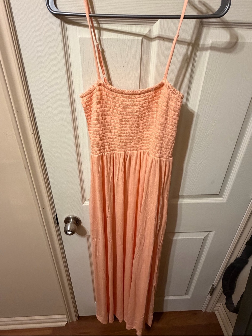 Peach Maxi Dress with Smocked Bodice